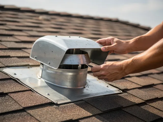Newtown Dryer Vent Cleaning certified technician safely cleaning a roof-mounted dryer vent in Newtown